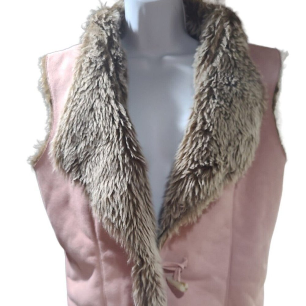 Blush Pink Suede and Faux Fur Sleeveless Vest.